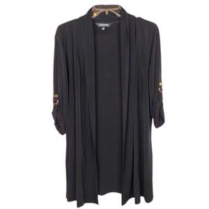 Ellen Tracy Black Cardigan Polyester Roll-tab Sleeve size Large